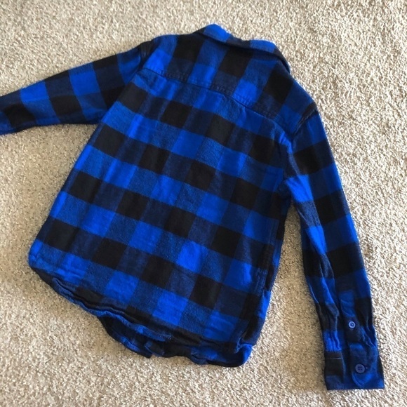 Wonder Nation blue plaid flannel long sleeve button down shirt in size XS - Picture 2 of 4